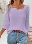 Blouses Décontracté Plain Printemps / Automne Aucune élasticité Ample Manches trois quarts Entaillé Régulier Droit pour Femmes