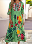 Femmes Floral Blanc Col Rond Confortable Robe Maxi Décontracté