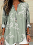 Blouses Femmes Simple Floral Été Aucune élasticité Ample Demi Manche Col Châle Droit Régulier