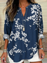 Blouses Femmes Simple Floral Été Aucune élasticité Ample Demi Manche Col Châle Droit Régulier