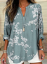 Blouses Femmes Simple Floral Été Aucune élasticité Ample Demi Manche Col Châle Droit Régulier