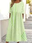 Femmes Rayé Jaune Col Rond Confortable Robe Maxi Décontracté