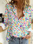 Chemises Pois Polka Décontracté Printemps / Automne Coton Micro-élasticité Régulier Trapèze Régulier Col de Chemise pour Femmes