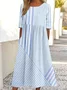 Femmes Rayé Jaune Col Rond Confortable Robe Maxi Décontracté