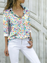 Chemises Pois Polka Décontracté Printemps / Automne Coton Micro-élasticité Régulier Trapèze Régulier Col de Chemise pour Femmes