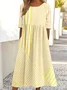 Femmes Rayé Jaune Col Rond Confortable Robe Maxi Décontracté