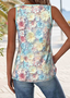 T-shirts Décontracté Floral Été Polyester Col V Micro-élasticité Vacances Ample Trapèze pour Femmes