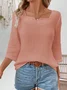 Blouses Décontracté Plain Printemps / Automne Aucune élasticité Ample Manches trois quarts Entaillé Régulier Droit pour Femmes