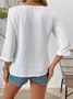 Blouses Décontracté Plain Printemps / Automne Aucune élasticité Ample Manches trois quarts Entaillé Régulier Droit pour Femmes