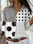 Chemises Pois Polka Décontracté Printemps / Automne Micro-élasticité Coupe Régulière Régulier Trapèze Régulier Col de Chemise pour Femmes