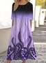 Femmes Floral Violet Col Rond Confortable Robe Maxi Décontracté