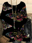 T-shirts Femmes Décontracté Printemps / Automne Papillon en Lin Manche Dolman Quotidien Manches trois quarts Régulier Droit
