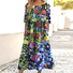 Femmes Floral Multicolore Col Rond Confortable Robe Maxi Décontracté