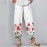 Pantalons Femmes Décontracté Floral Printemps / Automne Coton Naturel Micro-élasticité Quotidien Pantalons à Jambe Large Régulier