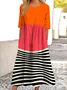 Femmes Géométrique Orange Col Rond Confortable Robe Maxi Décontracté