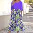 Femmes Floral Violet Col Rond Confortable Robe Maxi Décontracté