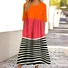 Femmes Géométrique Orange Col Rond Confortable Robe Maxi Décontracté