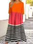 Femmes Géométrique Orange Col Rond Confortable Robe Maxi Décontracté