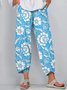 Pantalons Décontracté Floral Printemps / Automne Coton Naturel Quotidien Pantalon à la cheville Pantalons à Jambe Large Régulier pour Femmes