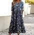 Femmes Floral Bleu Violacé Col Rond Confortable Robe Maxi Décontracté