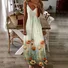 Femmes Floral Abricot à Bretelles Confortable Robe Maxi Décontracté