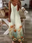 Femmes Floral Abricot à Bretelles Confortable Robe Maxi Décontracté