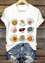 T-shirts Femmes Décontracté Floral Été Coton Micro-élasticité Quotidien Manches Courtes Trapèze Régulier