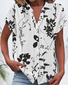 Chemises Décontracté Floral Été Polyester Col V Micro-élasticité Manches Courtes Régulier Boucle pour Femmes