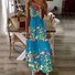 Femmes Floral Lac Bleu à Bretelles Confortable Robe Maxi Décontracté