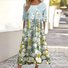Femmes Floral Vert Clair Col Rond Confortable Robe Maxi Décontracté