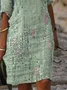 Femmes Rayé Vert Col V Confortable Imprimé Mini Robe Décontracté