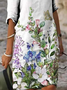 Femmes Floral Blanc Col V Confortable Imprimé Mini Robe Décontracté