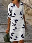 Femmes Floral Blanc Col V Confortable Imprimé Mini Robe Décontracté