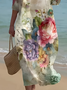 Femmes Floral Comme Image Col Rond Confortable Imprimé Robe Maxi Décontracté