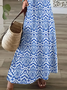Femmes Géométrique Bleu Col V Confortable Imprimé Robe Maxi Décontracté