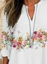 Blouses Femmes Décontracté Floral Printemps / Automne Col V Imprimé Ample Régulier Trapèze Régulier