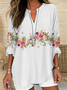 Blouses Femmes Décontracté Floral Printemps / Automne Col V Imprimé Ample Régulier Trapèze Régulier