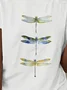 T-shirts Décontracté Été Libellule Imprimé Micro-élasticité Jersey Manches Courtes Droit Régulier pour Femmes