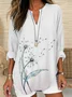 Blouses Femmes Décontracté Floral Printemps / Automne Col V Imprimé Quotidien en Mélangé de Coton Régulier Régulier