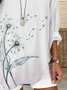 Blouses Femmes Décontracté Floral Printemps / Automne Col V Imprimé Quotidien en Mélangé de Coton Régulier Régulier