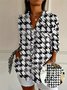 Chemises Femmes Décontracté Pied-de-poule Printemps / Automne Polyester Micro-élasticité Coupe Régulière Manches Longues Régulier Col de Chemise