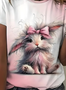 T-shirts Femmes Décontracté Été PÂQUES (lapin) Micro-élasticité Vacances Ample Jersey Manches Courtes Droit