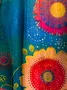 Femmes Floral Bleu Col Rond Confortable Robe Mi-Longue Décontracté