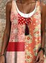 Femmes Floral Rouge Col Rond Confortable Robe Mi-Longue Décontracté