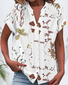 Chemises Décontracté Floral Été Polyester Col V Micro-élasticité Manches Courtes Régulier Boucle pour Femmes