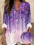 Blouses Simple Floral Été Aucune élasticité Ample Demi Manche Col Châle Régulier Droit pour Femmes