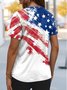 T-shirts Femmes Décontracté Été Drapeau des États-Unis Micro-élasticité Quotidien Manches Courtes Col Rond Régulier Régulier