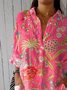 Chemises Femmes Décontracté Floral Printemps / Automne Polyester Vacances Ample Manches trois quarts Régulier Col de Chemise