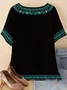 T-shirts Simple Printemps / Automne Ethnique Géométrie Manche Dolman Domestique Ample Manches trois quarts Col Rond Régulier pour Femmes