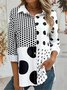 Chemises Femmes Pois Polka Décontracté Printemps / Automne Coton Micro-élasticité Coupe Régulière Régulier Trapèze Col de Chemise